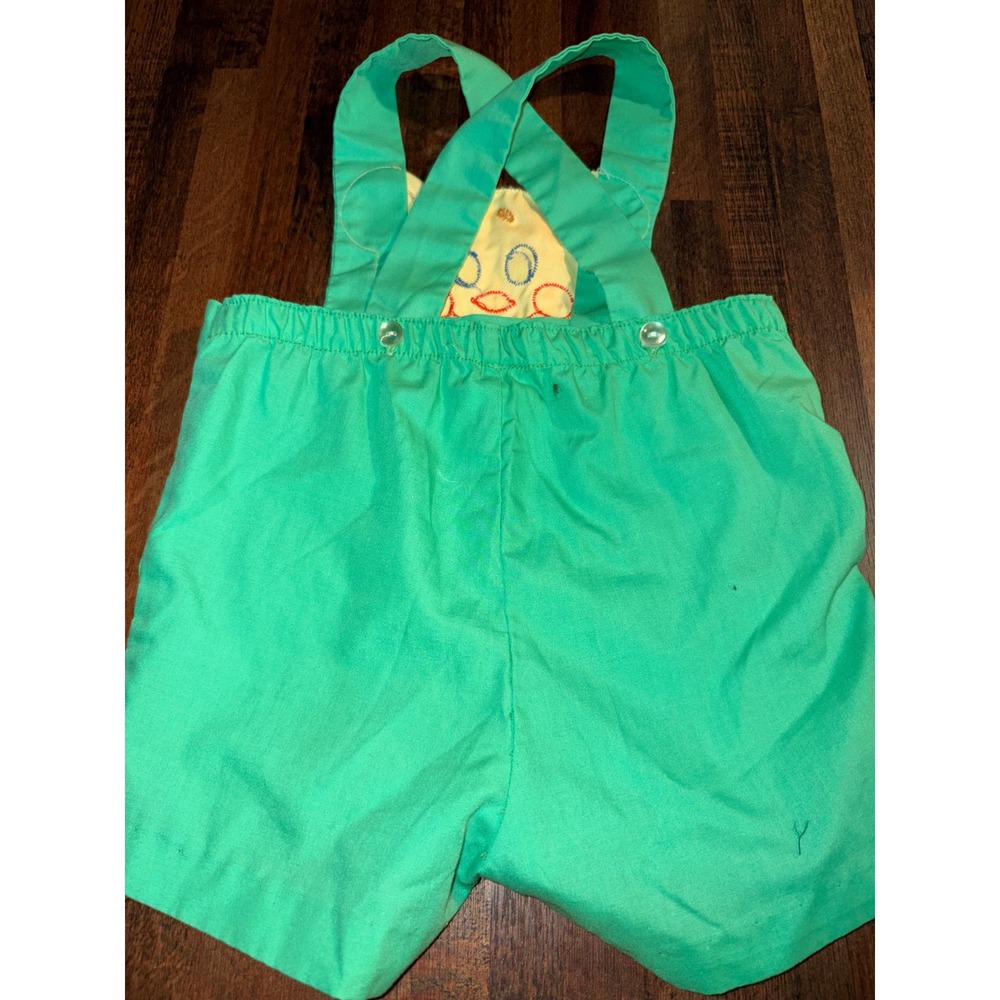 Vintage Nannekins‎ by Nannette Green Bear Bunny Applique Overalls 15-18 Months - Picture 4 of 6